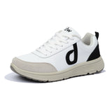 Diawin white leather sneakers, wide-fit comfort, ideal for women with diabetic feet.