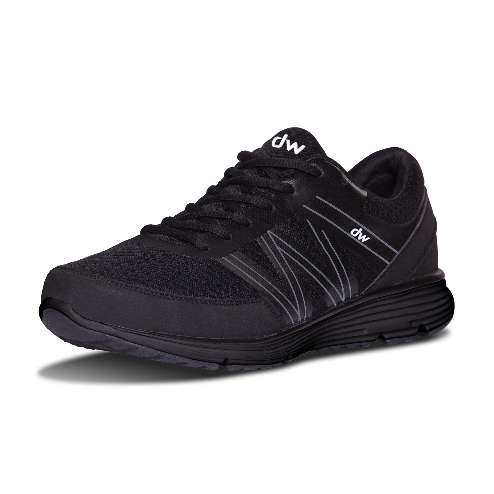 Diawin women's sport running shoes in black, lightweight and supportive.